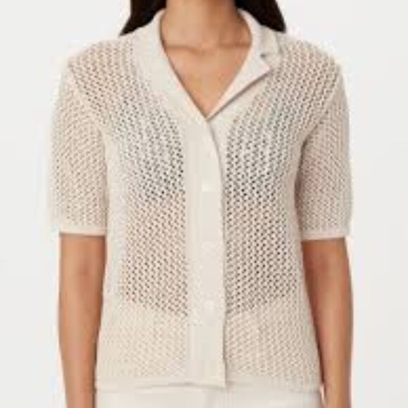 Frank & Oak Tops - Frank and Oak Crochet Camp Collar Knit Shirt